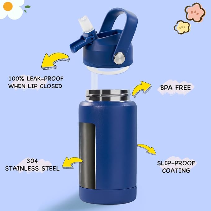 Kerilyn 12oz Kids Water Bottle 2 Pack, Stainless Steel Insulated Water Bottle - Image 2