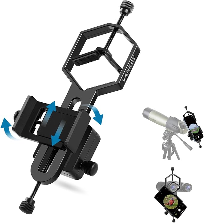 VANKEY 2-Axis Phone Scope Mount, Universal Spotting Scope Phone Adapter by VANKEY
