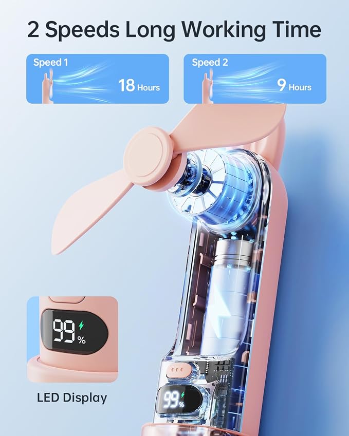 Portable Handheld Mini Fan: 2 in 1 Rechargeable Hand Held Fan - Image 2