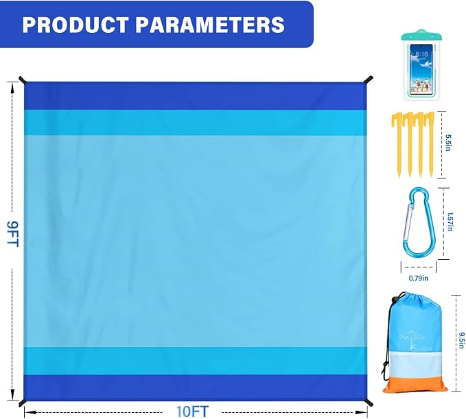 Famstar Beach Blanket Oversized Extra Large 10'X 9', Waterproof Sandproof Beach - Image 7