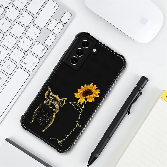 for Samsung Galaxy S21 Plus Case, Pig Sunflower Yellow Sunshine Pattern Graphic - Image 7