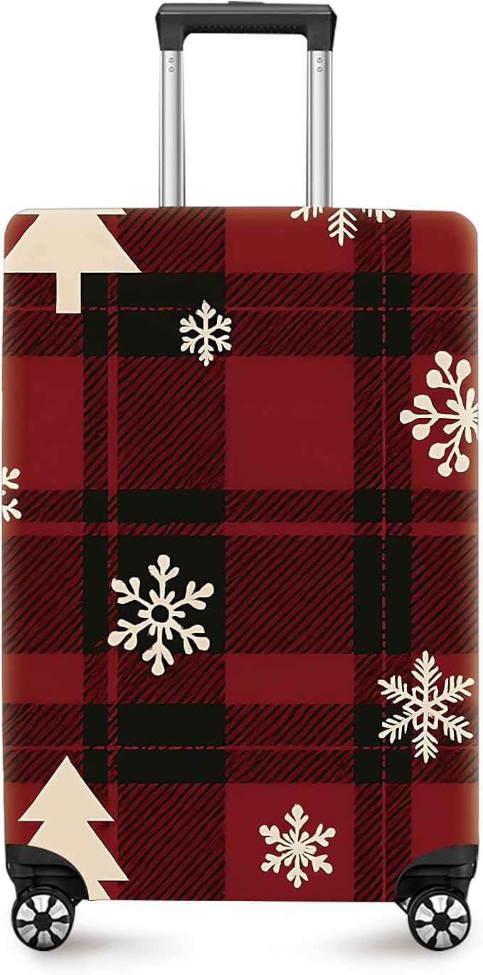 ANNA QUEEN Christmas Plaid Luggage Cover, Stretchable Washable Travel Sleeve by ANNAQUEEN