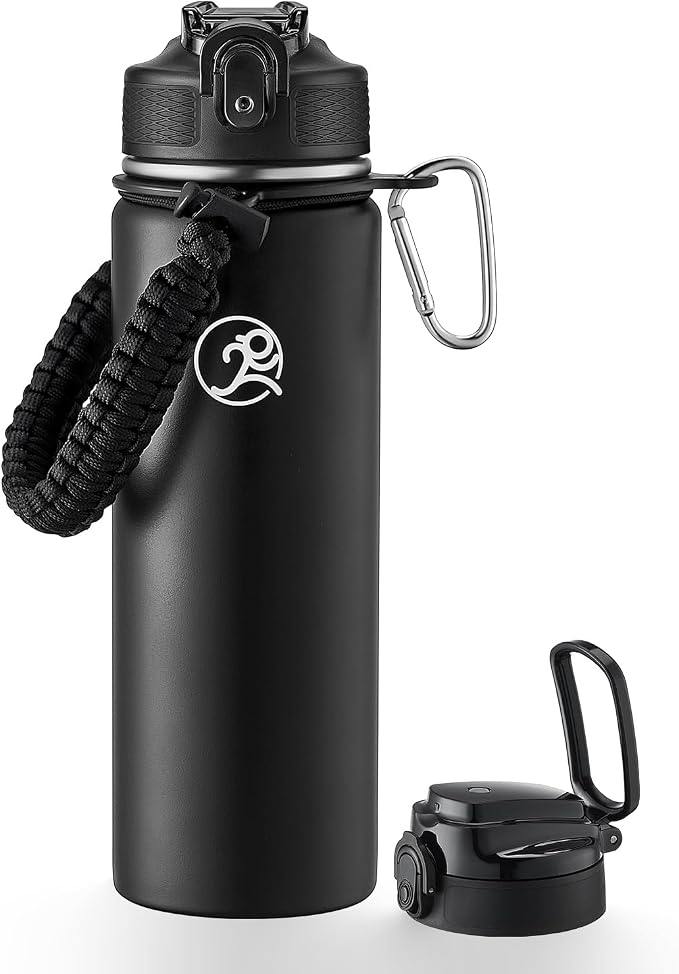GOSWAG Insulated Sports Water Bottle, 24oz 2 Lids, Stainless Steel Water Bottles by GOSWAG
