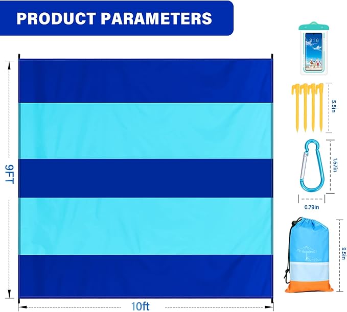 Famstar Beach Blanket Oversized Extra Large 10'X 9', Waterproof Sandproof Beach - Image 7