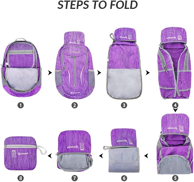 ZOMAKE 25L Ultra Lightweight Packable Backpack, Foldable Hiking Backpacks Water - Image 6
