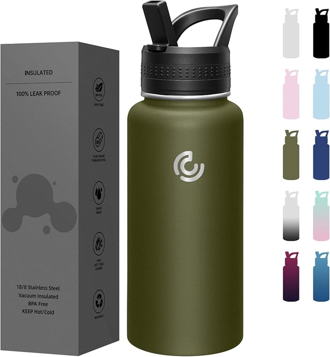 COKTIK 32oz Sports Water Bottle, Stainless Steel Water Bottle by coktik