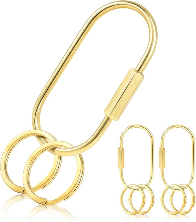 CooBigo 3 Pack Gold Brass Key Ring, Screw Lock Key Organizer by CooBigo