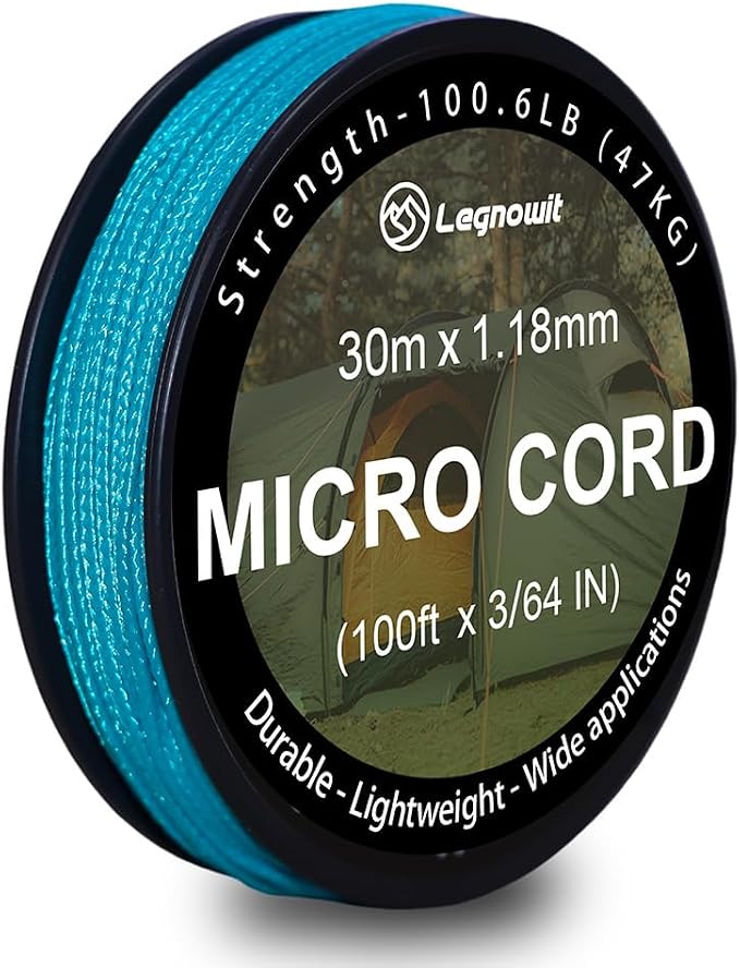 Micro Paracord, 1.18mm x 100ft Thin Mini Utility Braided Small Paracord by Legowitoutdoor