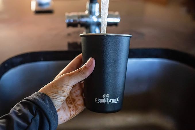 Stainless Steel Cups - 16 oz Pint Tumbler - Premium Metal Drinking Glasses | - Image 2