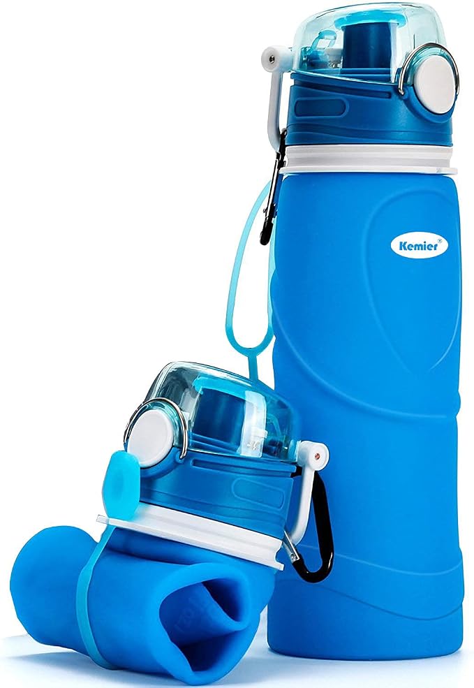 Kemier Collapsible Silicone Water Bottles-750ML, Medical Grade, BPA Free Travel by Kemier