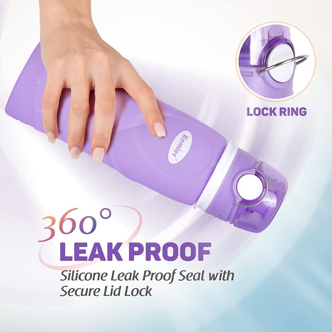 Kemier Collapsible Silicone Water Bottles-750ML, Medical Grade, BPA Free Travel - Image 5