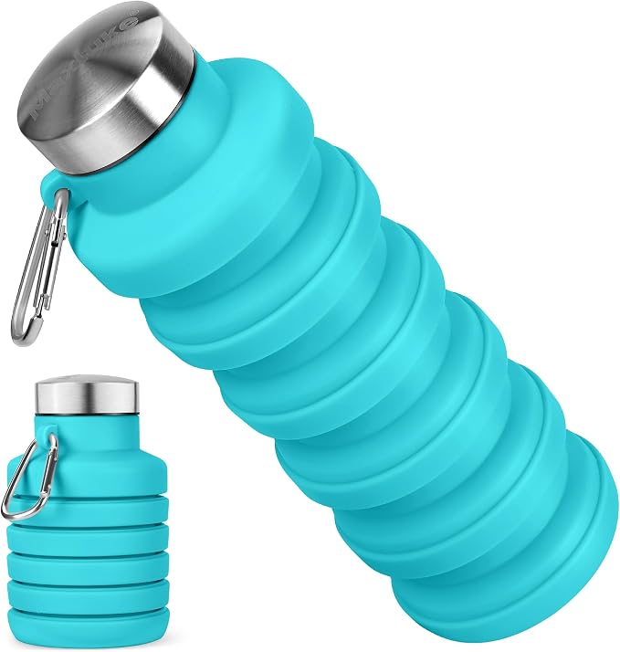 Collapsible Water Bottle, 16oz Portable Reusable Silicone Water Bottle by HOME
