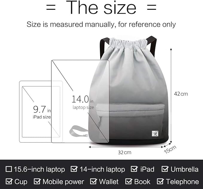 Waterproof Drawstring Bag, Gym Bag Sackpack Sports Beach Backpack - Image 7