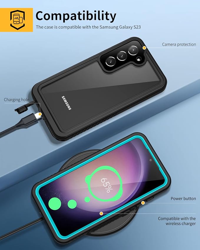 Lanhiem for Samsung Galaxy S23 Case, IP68 Waterproof Dustproof, Built-in Screen - Image 6