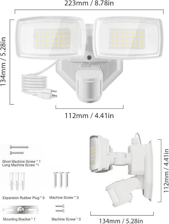 Onforu 32W Plug in Motion Sensor Lights Outdoor, 3200LM Motion Flood Light Dusk - Image 9