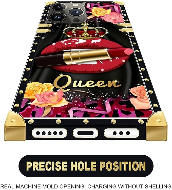 Compatible with iPhone 16 Pro Max Case, Queen Lip Crown Leopard Print Luxury - Image 5