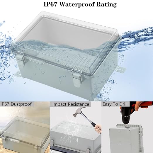 Zulkit Junction Box IP67 Waterproof Electrical Box Hinged Clear Cover Stainless - Image 3