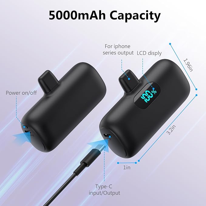 Mini Portable Charger for iPhone 14/13 Series, Upgraded 5000mAh PD Fast - Image 4
