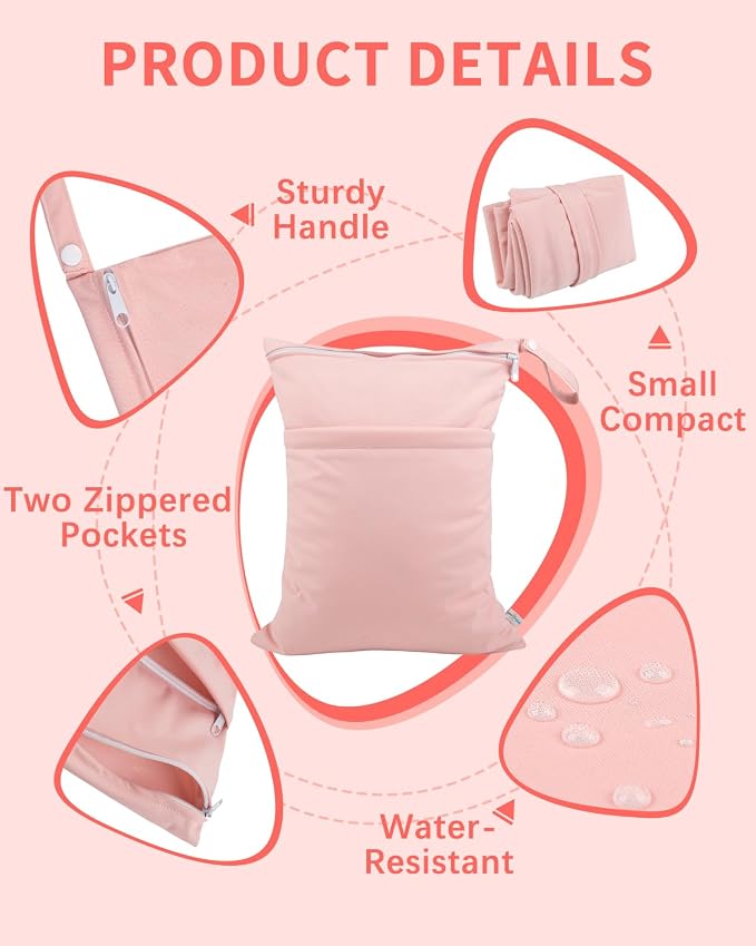 babygoal Wet Dry Bags for Baby Cloth Diapers, Washable Travel Bags, Gym Bag for - Image 2