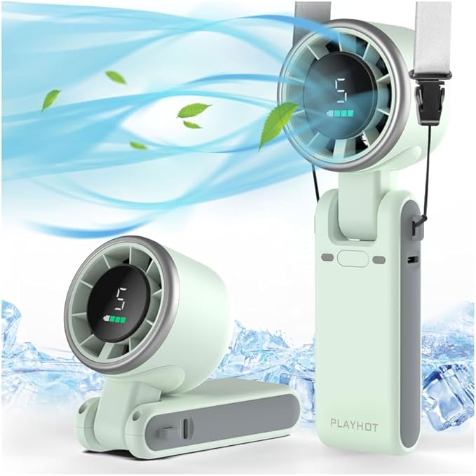 PlayHot Portable Handheld Turbo Fan, 5 Gear Wind, Battery Operated, 3 IN 1 Hand by PlayHot-CoolSummer