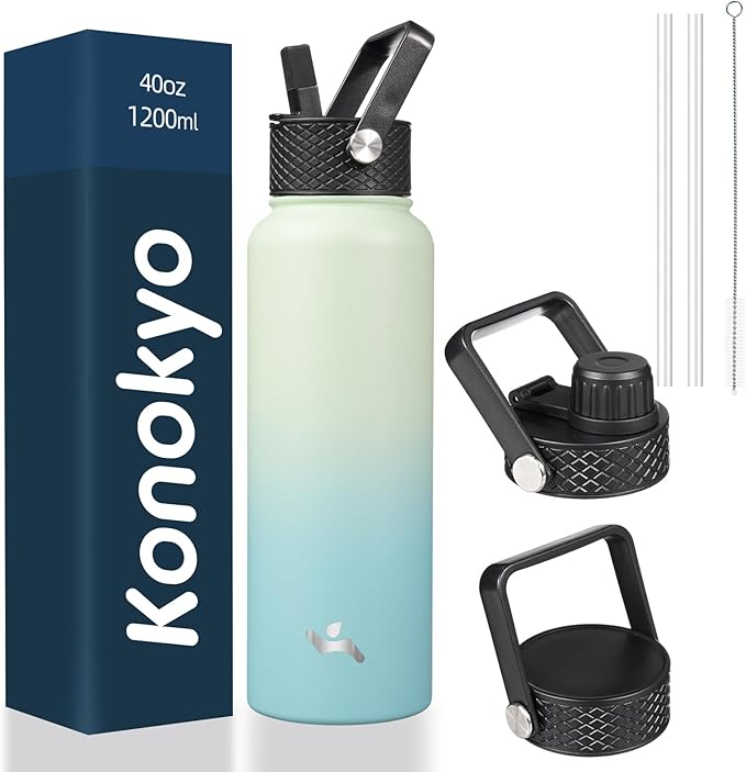Konokyo 40oz Insulated Water Bottle Stainless Steel Sport Bottles by Konokyo