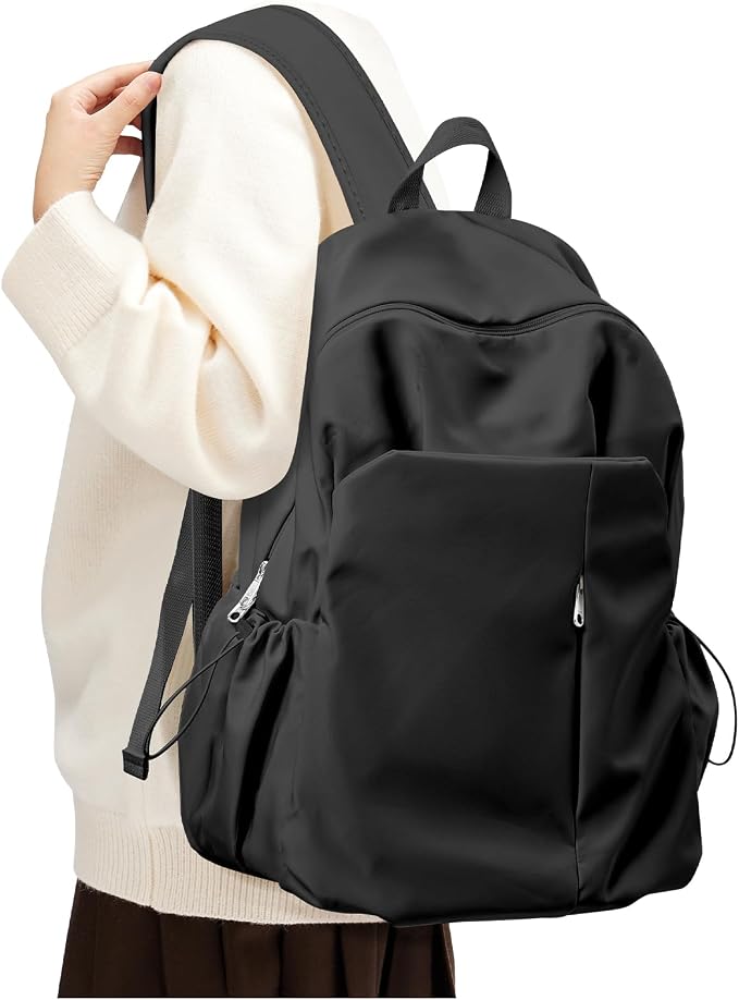 SEAFEW Black Backpack for School, High School Bookbag Back Pack for Teens Girls - Image 8