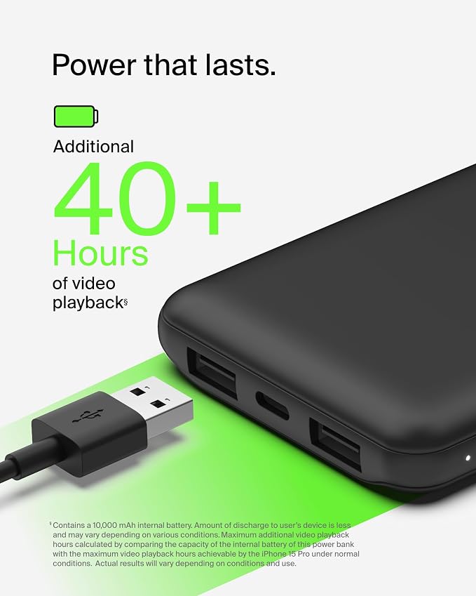 Belkin Portable Charger - 15W 3 Port Power Bank Battery Pack - Fast Charging - Image 6