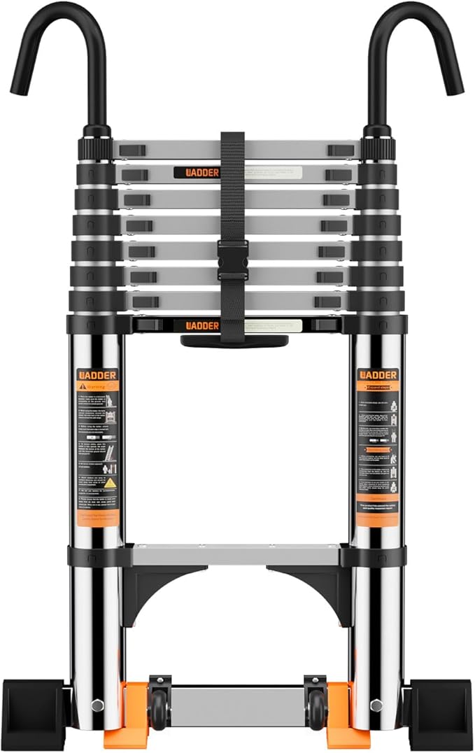 Telescoping Ladder, with Stable Hook and stabilizer barand, Extension Ladder by Unknown