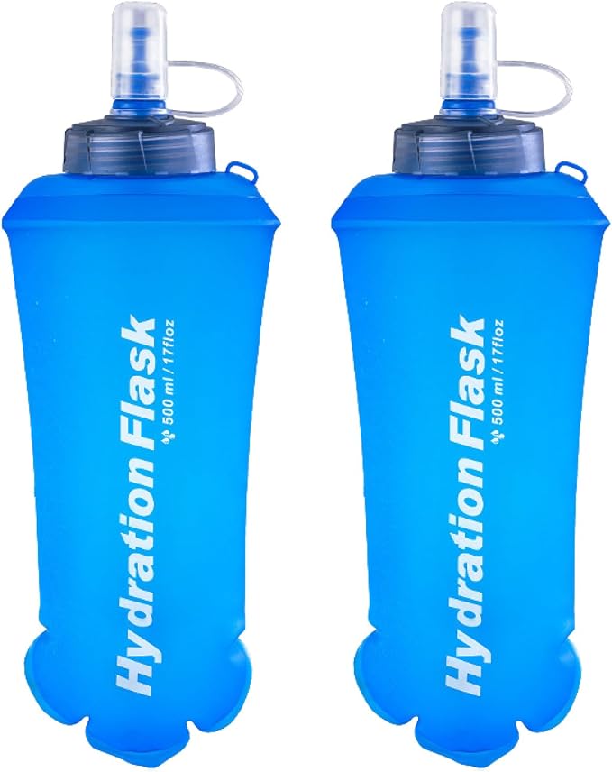 Azarxis TPU Soft Flask Collapsible Water Bottles BPA-Free 250ml 350ml 500ml by DesignedforOutdoorSports