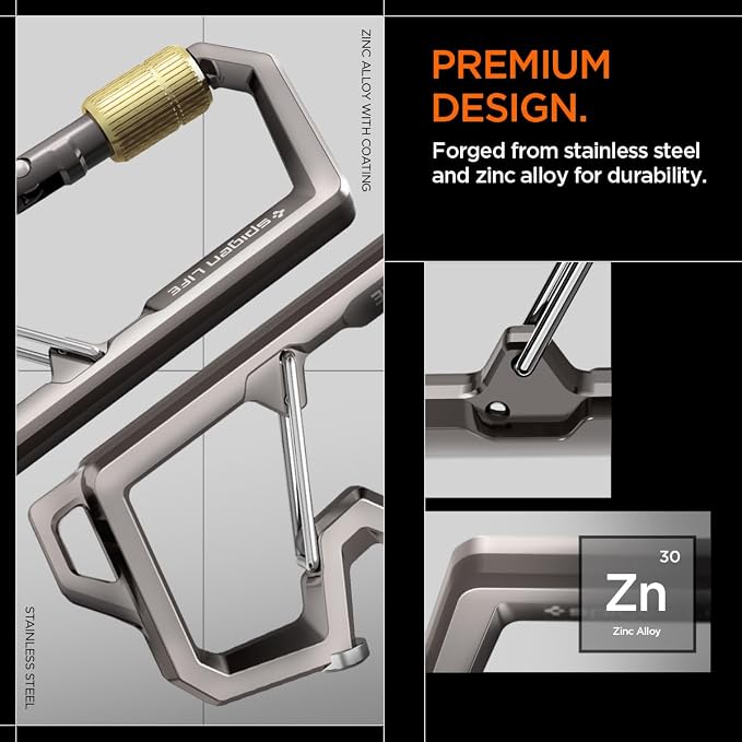 Spigen Life Carabiner Key Ring Clip, Car Keychain Clip, Bottle Opener Key Chain - Image 3