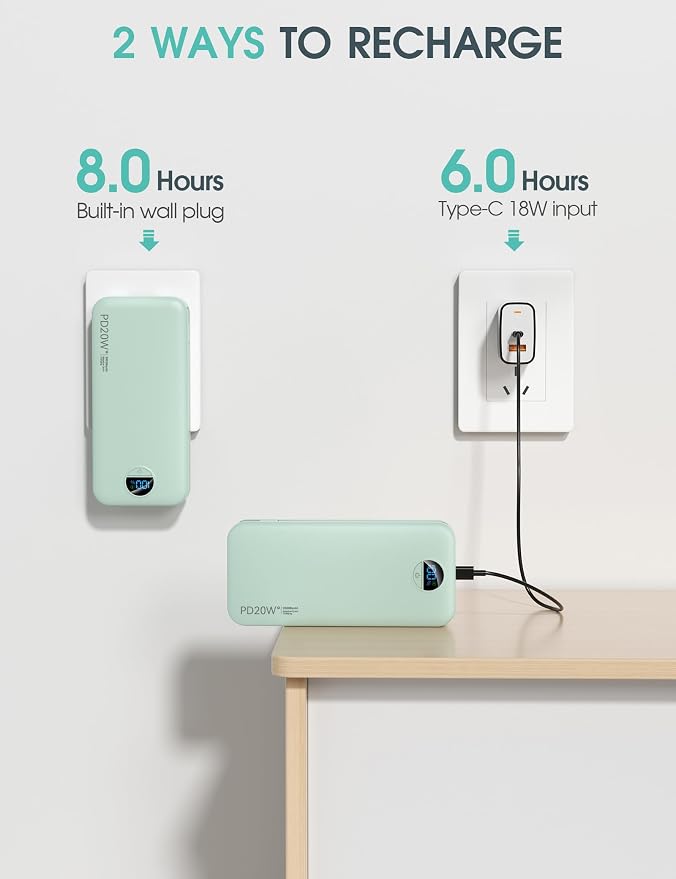 citicr Portable Charger Power Bank, 20000mAh PD20W USB C Fast Charging - Image 6