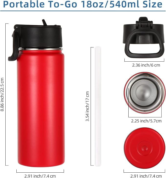 Volhoply 18oz Insulated Water Bottle Bulk 2 Pack, Kids Stainless Steel Water - Image 5