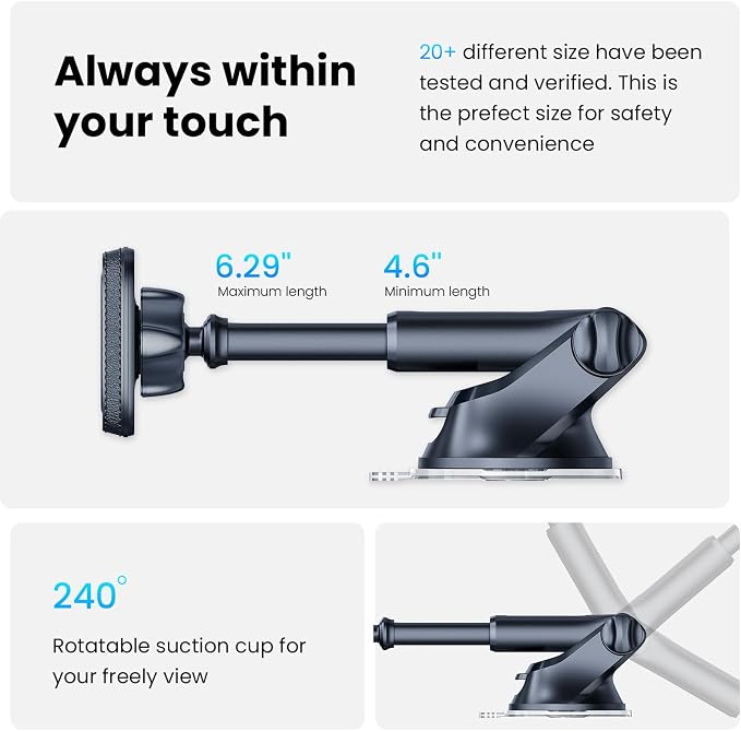 APPS2Car Magnetic Phone Mount for Car, Dashboard & Windshield Suction Cup Holder - Image 4