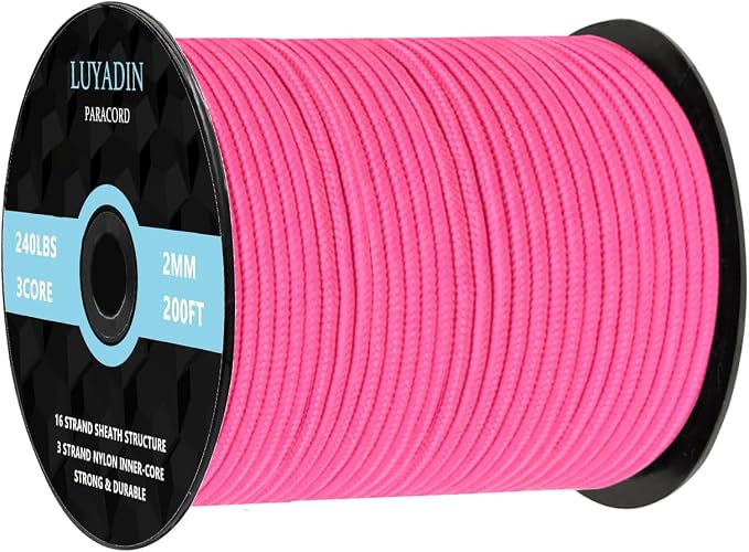 Paracord 240lb - Diameter 2mm Micro Utility Cord -3 Strand Parachute Spool Cord by LUYADIN
