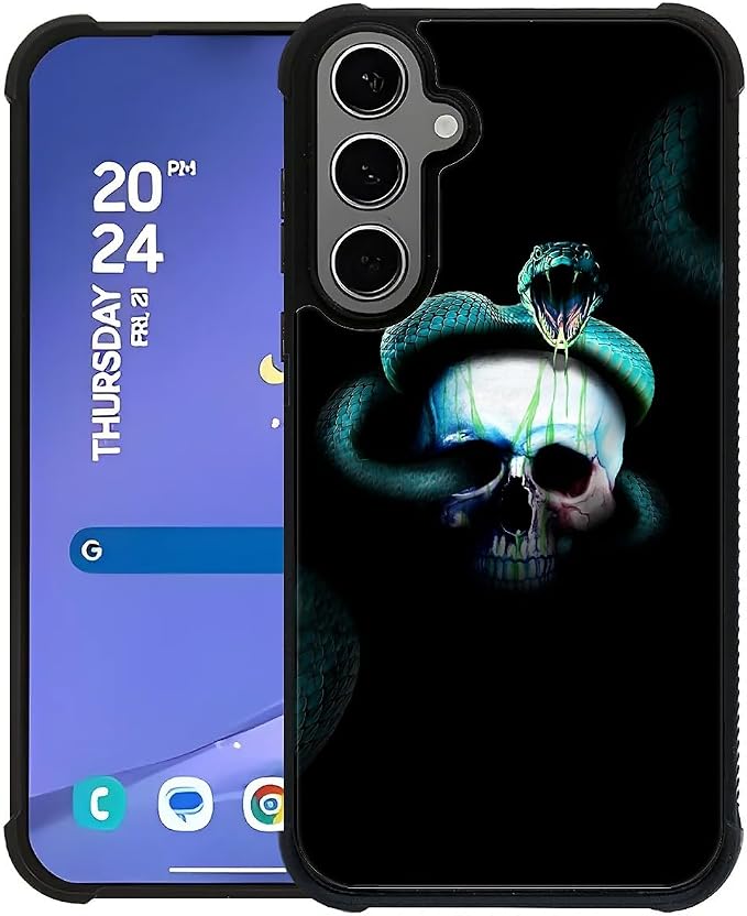 for Samsung Galaxy S24 S25 Plus Case, Skeleton Winding Snake Pattern Graphic by FKBRCL4U
