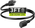 16/3 3FT 13A 125V 1625W, Short Extension Cord by Seeklyze