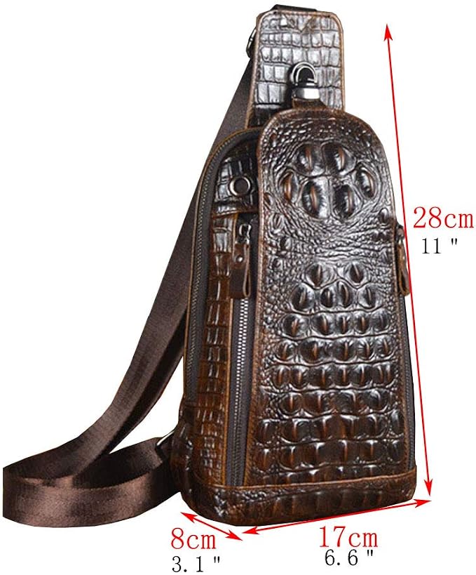 Hebetag Crocodile Genuine Leather Sling Bag Backpack - Image 8