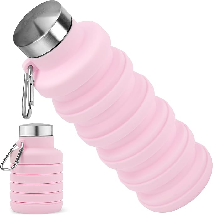 Collapsible Water Bottle, 16oz Portable Reusable Silicone Water Bottle by HOME
