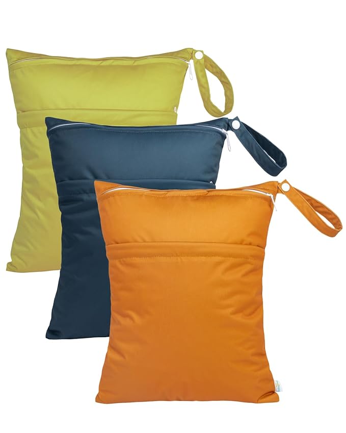babygoal Wet Dry Bags 3 Pack for Baby Cloth Diapers, Washable Travel Bags by babygoal