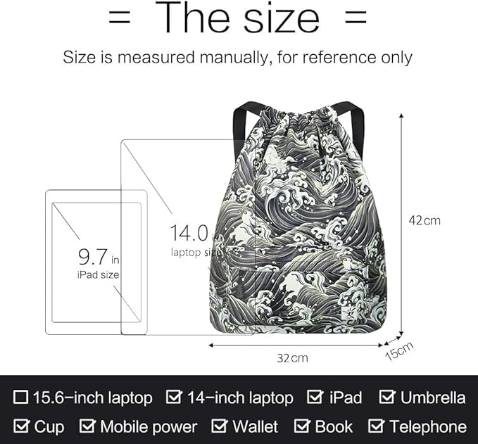 Waterproof Drawstring Bag, Gym Bag Sackpack Sports Beach Backpack - Image 6
