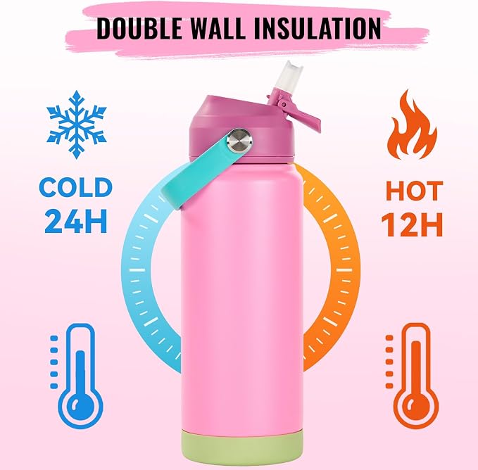 Fijinhom 24oz Insulated Stainless Steel Water Bottle, Wide Mouth Double Wall - Image 4
