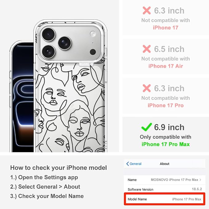 MOSNOVO for iPhone 17 Pro Max Case | Military Grade 6.6ft Drop Tested | Camera - Image 2