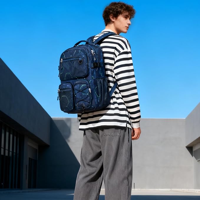 Lohol Multi-Pocket Backpack for School College Travel, Heavy Duty Big Bookbag - Image 2