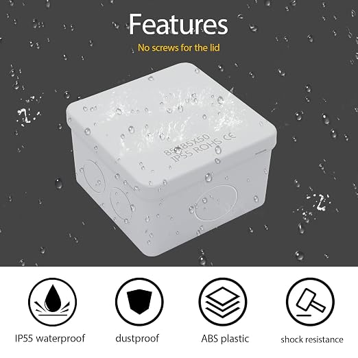 LeMotech Junction Box, Electrical Box IP55 Water Resistant Dustproof ABS - Image 6