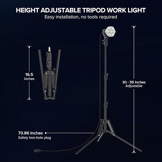 SANSI 365W Equivalent LED Work Light, 5500LM 5000K Portable Work Light - Image 5