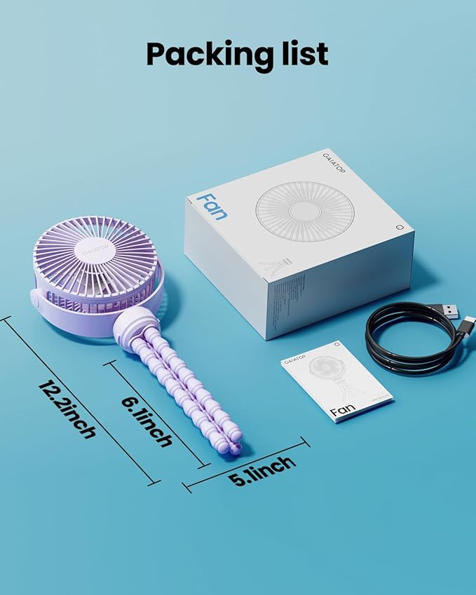 Gaiatop Mini Electric Fan with 360 Rotation, 5.5mm Gaps, Rechargeable Battery - Image 7