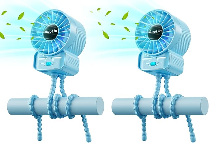 2 Pack Multifunctional Portable Stroller Fan 4 Speed 6600rpm High Speed Usb by AaoLin