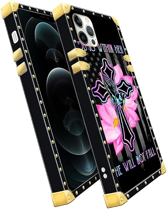 Compatible with iPhone 11 Pro Max Case, Praying Cross Hands Luxury Golden - Image 3