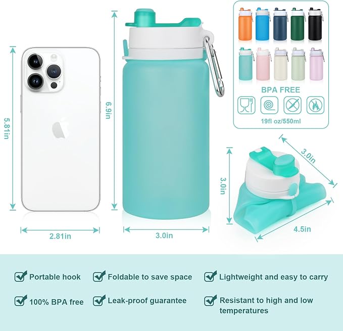 PLTCAT Collapsible Foldable BPA Free Reusable Lightweight Leak-Proof Travel - Image 2