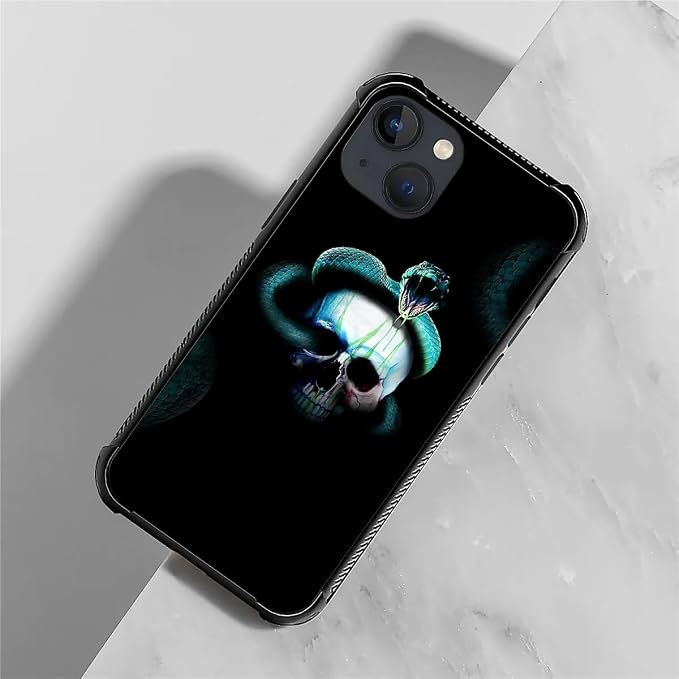 for iPhone 13 Mini Case, Skeleton Winding Snake Pattern Graphic Design Girl Boy - Image 5